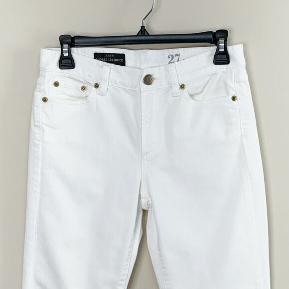 J Crew Toothpick Denim White Mid‎ Rise Skinny Crop Jeans Women's Size 27 - Picture 4 of 14